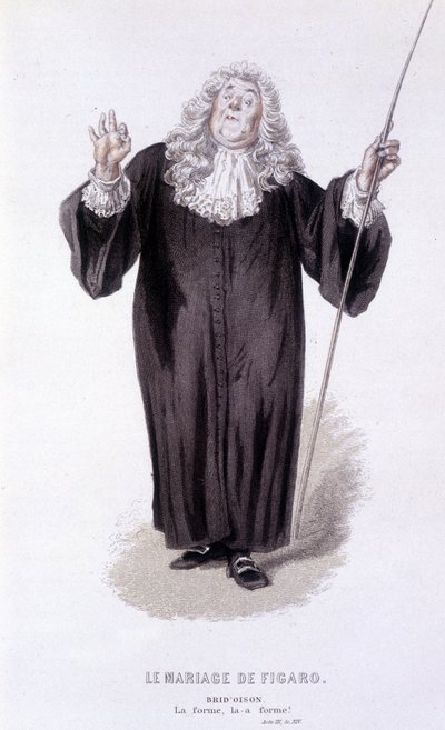 Komplett verk av Beaumarchais (1732-1799) av Edouard Fournier. teckning av Emile Bayard. Ed. Laplace, Sanchez et Cie, Paris 1876. Det här är Brid