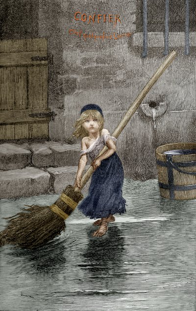 Cosette, illustration från "Les Miserables" av Victor Hugo, 1862 av Emile Antoine Bayard