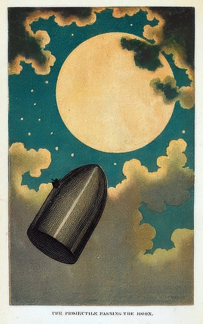 Illustration till boken From Earth to the Moon av Jules Verne. 1877 av Emile Antoine Bayard