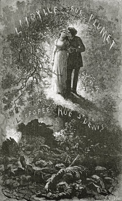 Marius och Cosette, 1800-talet (bw gravyr) av Emile Antoine Bayard