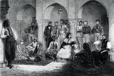 Miss Tinne med sin huspersonal, Alger, illustration från 
