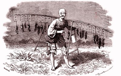 Råttmördare i Kina. 1874 (gravyr) av Emile Antoine Bayard