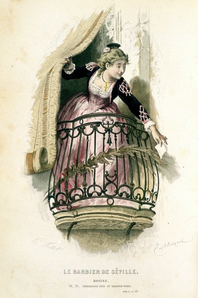 Rosine i "Barberaren i Sevilla" - i "Oeuvres complètes de Beaumarchais", teckningar av Emile Bayard, ed. Laplace Sanchez & cie, Paris av Emile Antoine Bayard