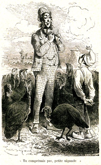 Engelsmannen vill köpa kalkoner, men Julien förstår inte hans dialekt av Emile Antoine Bayard