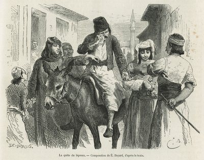 The Leproux Quest in Chio, teckning av Emile Bayard, för att illustrera berättelsen "Ön Chio" (Östra Turkiet), 1877, av Dr A.Testevuide. Gravyr i Le tour du monde av Emile Antoine Bayard