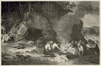 En begravningsmåltid vid den stora björnens och mammutens tid av Emile Antoine Bayard