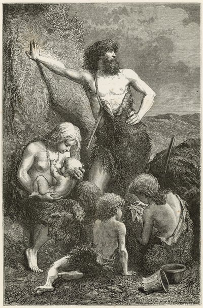 En familj på stenåldern av Emile Antoine Bayard