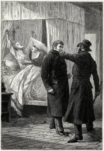 Victor Hugo "" Les Miserables"": Jean Valjean, som blev rik under namnet Monsieur Madeleine, mår bra runt honom. Men hans fiende polisinspektör Javert misstänker hans identitet och det slutar med att han arresteras, medan Fantine (Cosettes mamma) dör. Val av Emile Antoine Bayard