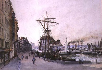 Kajen i Honfleur (akvarell) av Emile Antoine Francois Herson
