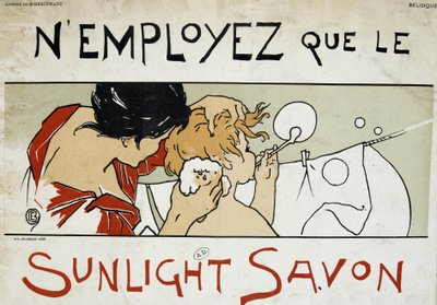 Använd endast Sunlight-tvål, mamma som sköter sitt barns toalett och utökad tvätt - av Berchmans, sent 1800-tal av Émile Berchmans