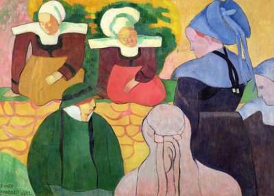 Bretonska kvinnor på en vägg av Emile Bernard