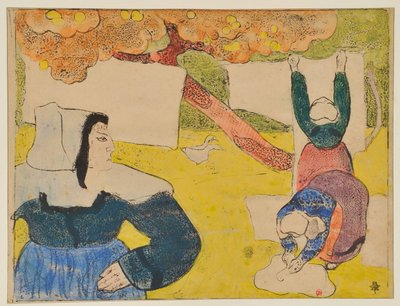 Bretonska kvinnor som hänger upp tvätt av Emile Bernard