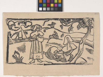 Deux Bretonnes (två bretonska kvinnor) (träblockstryck) av Emile Bernard