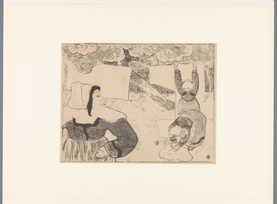 Tre bretonska kvinnor hänger upp tvätten Le linge Bretonska kvinnor (serietitel) Bretonnes (serietitel) av Emile Bernard