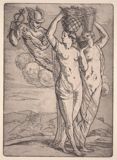 Merkurius och två kvinnor (etsning och akvatint) av Emile Bernard