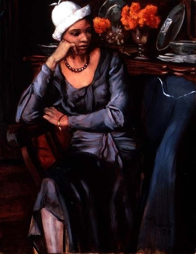 Negress with a Cloche Hat (olja på duk) av Emile Bernard