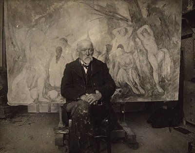 Paul Cézanne i sin ateljé i Les Lauves, 1904. av Emile Bernard