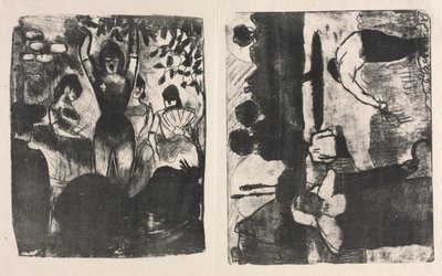 Sångare på Café-konserten och The Harvesters (Les Moissonneurs) av Emile Bernard