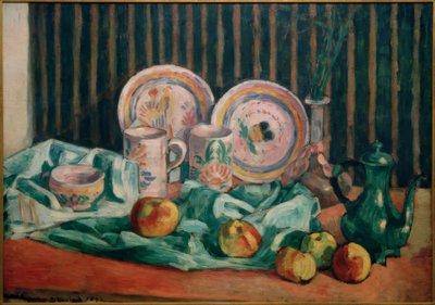 Stilleben med äpplen och bretonsk keramik av Emile Bernard