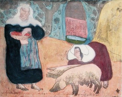 Kvinnor med grisar av Emile Bernard
