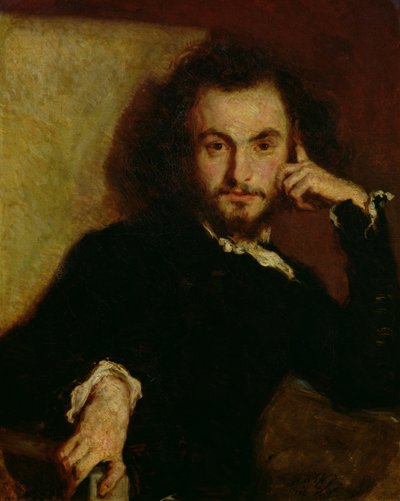 Porträtt av Charles Baudelaire (1821-67) 1844 (olja på duk) av Emile Deroy
