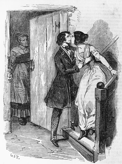 Illustration för Eugenie Grandet, roman av Honore de Balzac (1799-1850) från samlingen i flera volymer med titeln Human Comedy, gravyr av Emile Deschamps (1822-1893) av Emile Deschamps