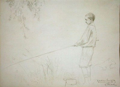 Ung pojke fiske av Emile Friant
