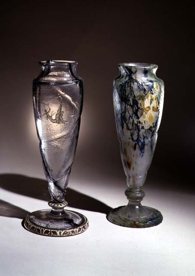 Graverade intercalaire glasvaser, 1800-tal av Emile Galle