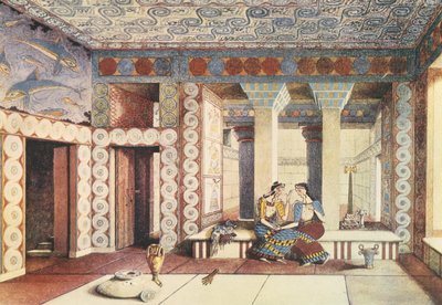 Konstnärens intryck av Knossos-palatset, Kreta, ca 1900 (litho) av Emile Gilliéron