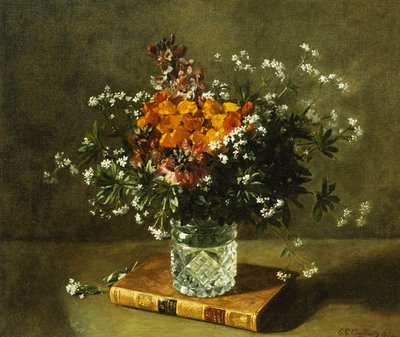 Ett blommigt stilleben, 1872 av Emile Gustave Couder