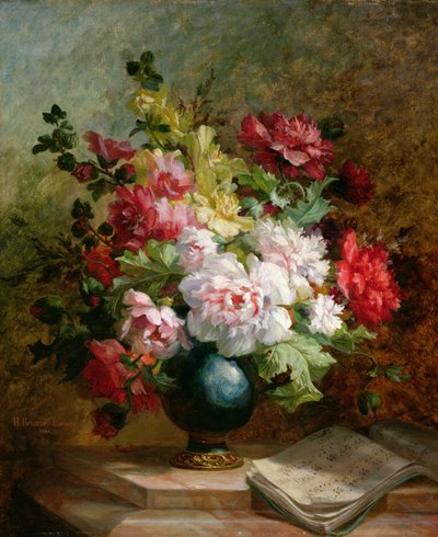 Stilleben med blommor och noter av Emile Henri Brunner-Lacoste