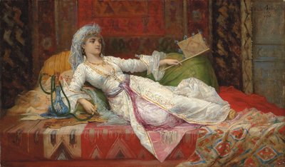 liggande turkisk kvinna; Liggande turkisk kvinna, 1895 av Emile Henri La Porte