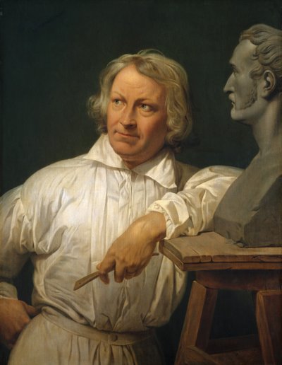 Bertel Thorvaldsen 1768-1844 med bysten av Horace Vernet, 1833 eller senare. av Emile Jean Horace Vernet