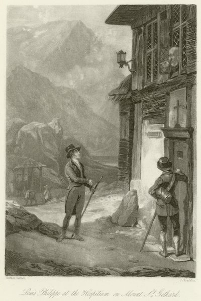 Louis Philippe på Hospitium på Mount St. Gothard av Emile Jean Horace Vernet