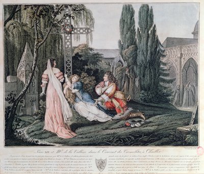 Ludvig XIV i jakten på Louise de la Valliere som hade tagit sin tillflykt efter ett gräl 1662 med kungen vid karmelitklostret i Chaillot av Emile Jean Horace Vernet