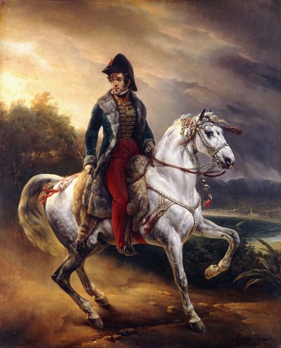 Porträtt av Justo Machado y Salcedo, spansk konsul i Paris till häst, 1821 av Emile Jean Horace Vernet