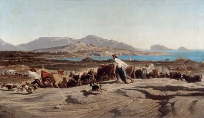 Utsikt över Marseille, ta Aygalades på en dagspromenad - Målning av Emile Loubon (1809-1863) av Emile Loubon