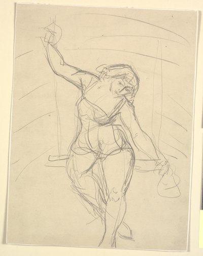 Kvinnlig konstnär sitter på trapets av Emile Othon Friesz