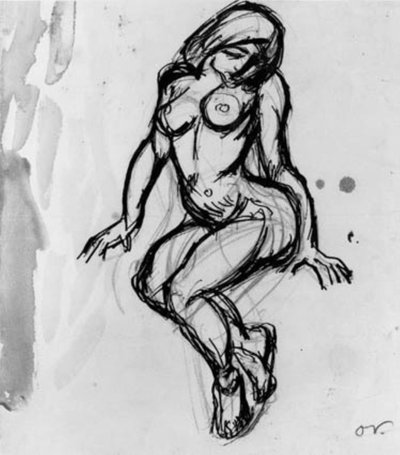 Sittande kvinnlig modell, vänd åt vänster. av Emile Othon Friesz