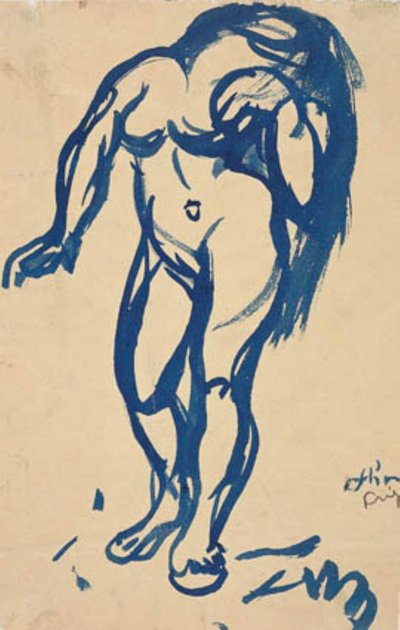 Stående kvinna med håret neråt. av Emile Othon Friesz