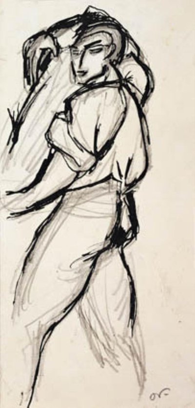 Studie av man som bär en stock av Emile Othon Friesz