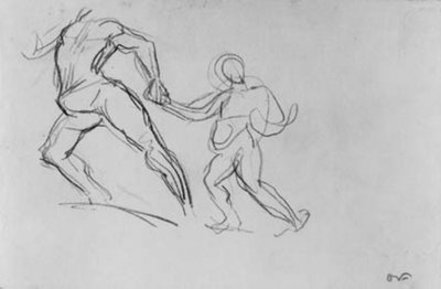 Två figurer i rörelse. av Emile Othon Friesz