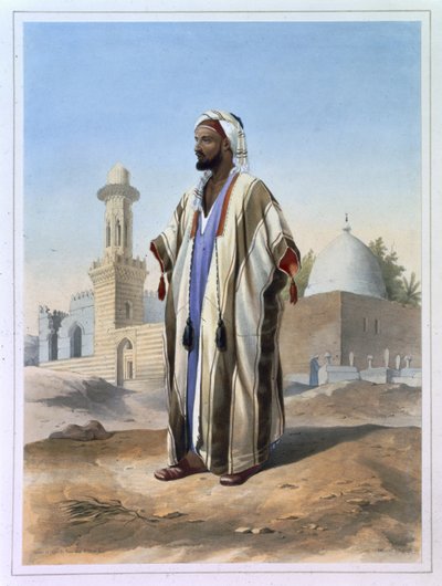Fellah klädd i Haba, illustration från "Nilens dal", graverad av Charles Bour (1814-81), utgiven av Lemercier, 1848. av Emile Prisse d