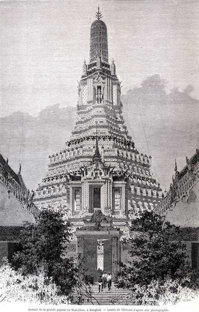 Portal av den stora Wat-Chan-pagoden, Bangkok. Teckning av Thérond. av Emile Theodore Therond