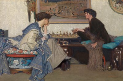 The Chess Game (olja på duk) av Emile Vloors