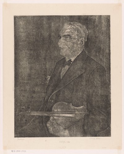Porträtt av konstnärens far med fiol av Emilius Wilhelmus Dehé (signed by artist)