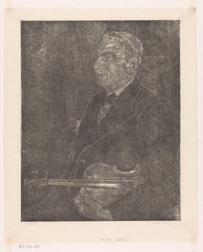 Porträtt av konstnärens far med fiol av Emilius Wilhelmus Dehé (signed by artist)