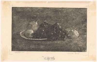 Skål med vindruvor och andra frukter av Emilius Wilhelmus Dehé (signed by artist)