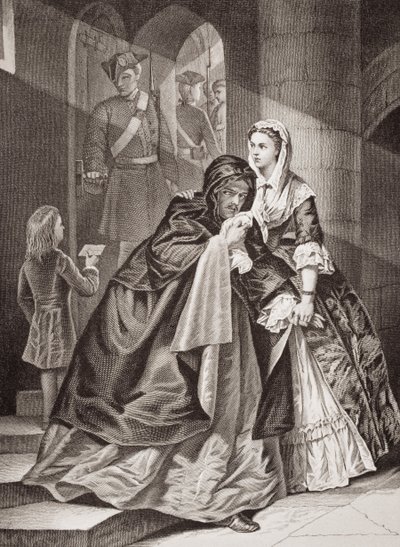 The Escape of Lord Nithsdale from the Tower, 1716, från `Illustrations of English and Scottish History
