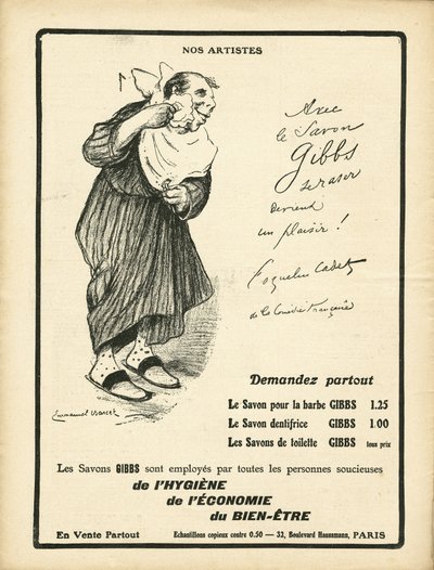 Illustration av Emmanuel Barcet (1870-1940) i Le Rire, 01/23/09 - Våra artister - Reclamation Publicity, Hygiene - Poppy Cadet av Emmanuel Barcet